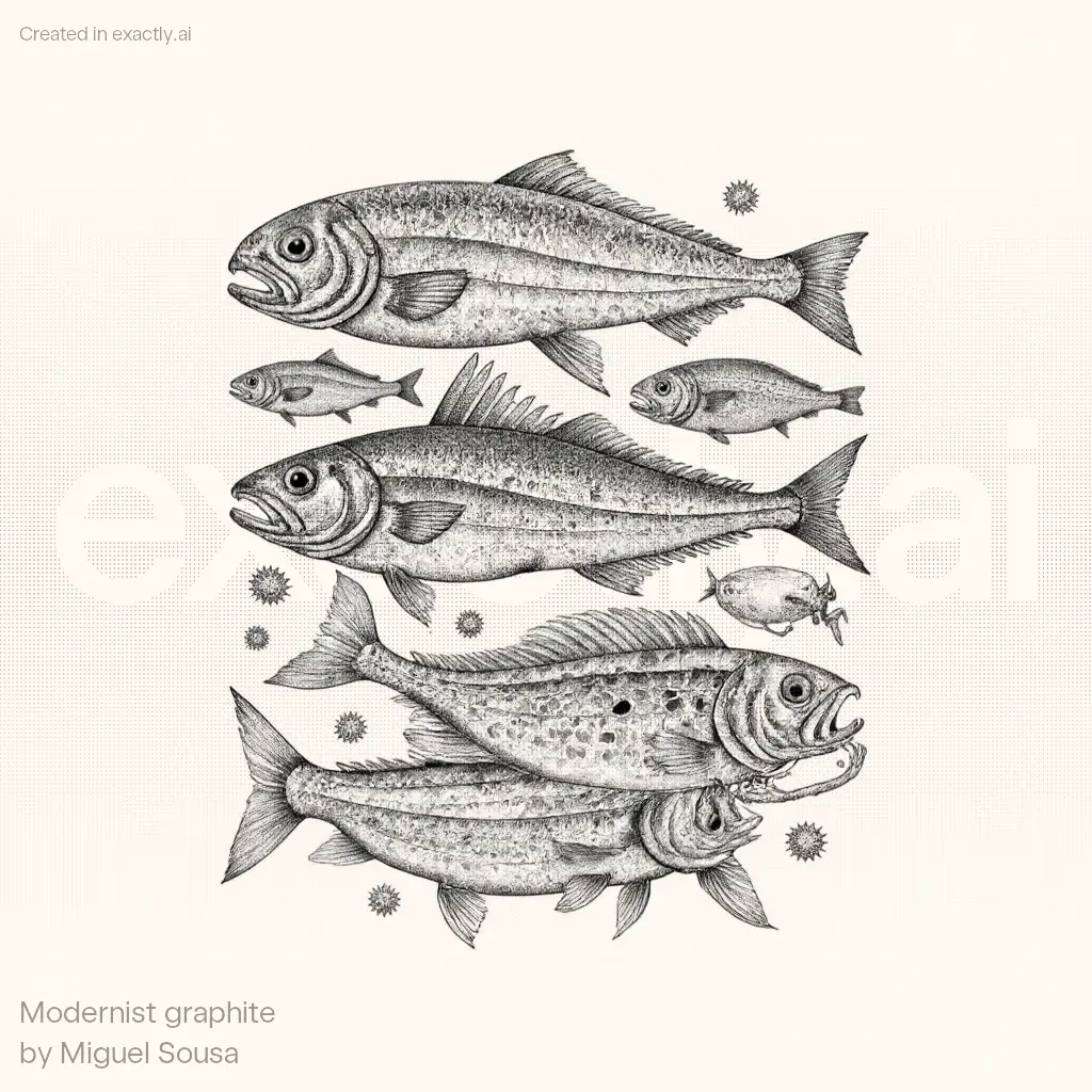 Fish drawing created with Modernist graphite by Miguel Sousa