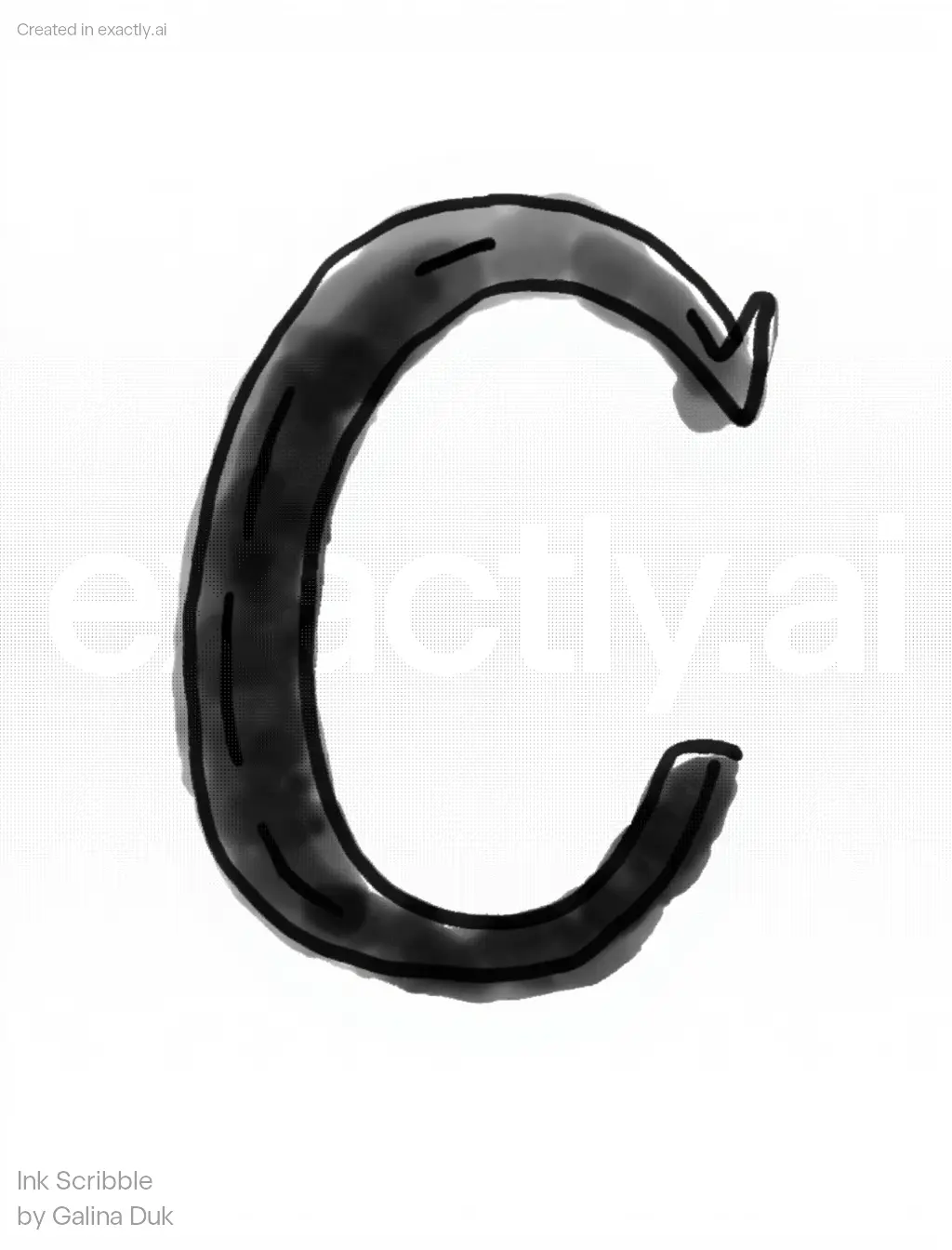 Horseshoe Letter C created with Ink Scribble by Galina Duk 