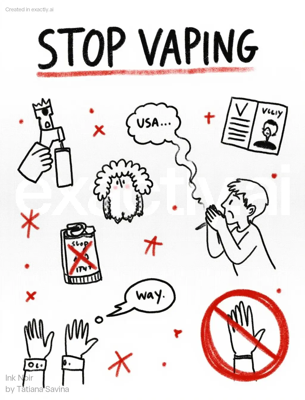 Anti-Vaping Poster created with Ink Noir by Tatiana Savina
