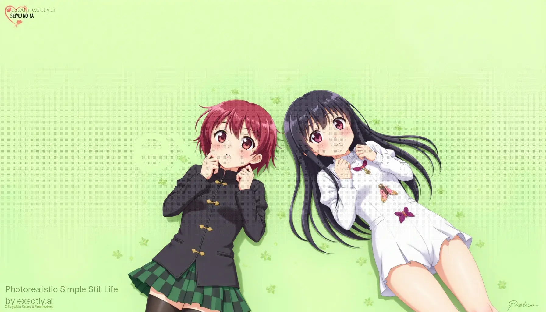 Anime Girls Lying Down created with Photorealistic Simple Still Life by exactly.ai