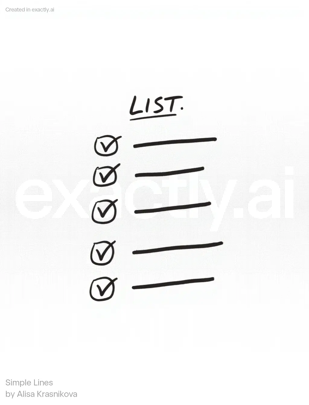 Checklist with items created with Simple Lines by Alisa Krasnikova