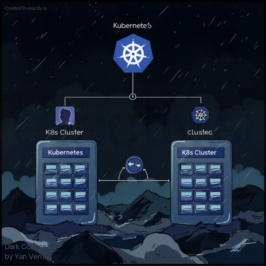 Kubernetes Cluster Diagram created with Dark Comics by Yan Vernes