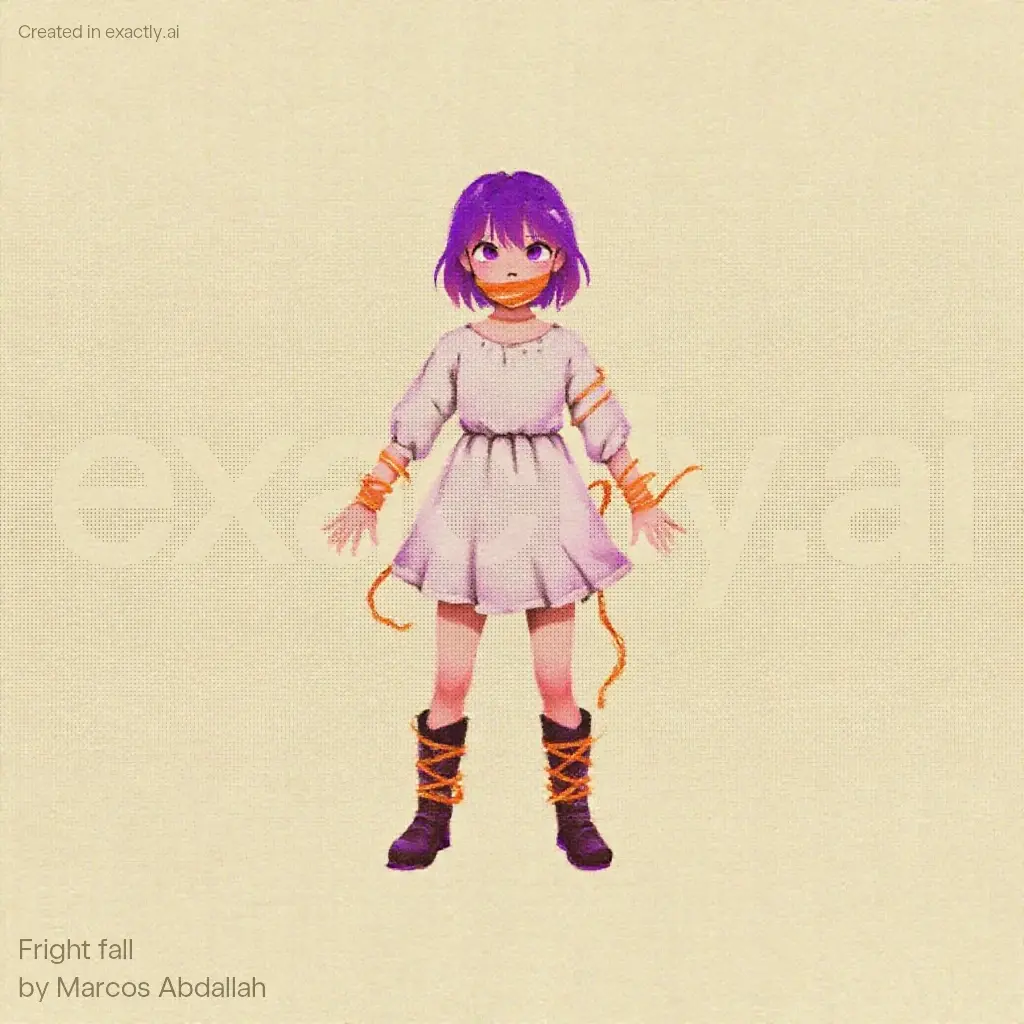 Anime girl tied up created with Fright fall by Marcos Abdallah