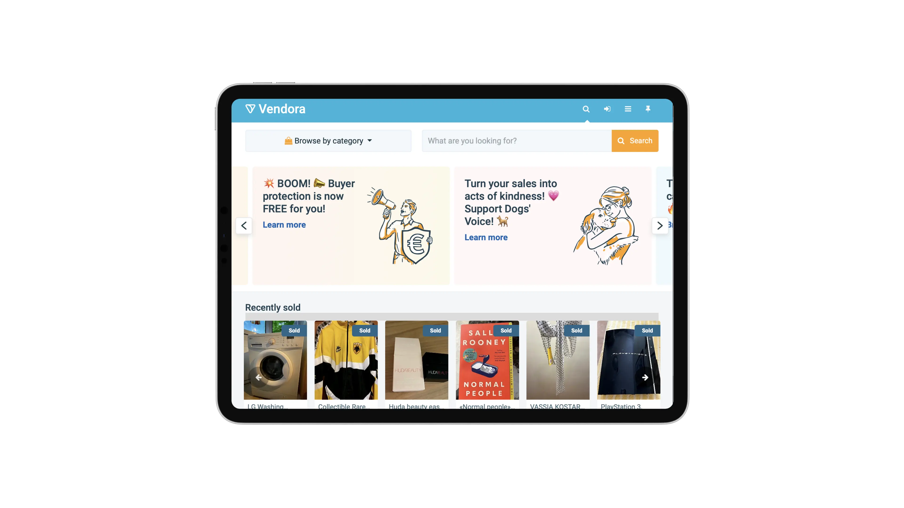 Illustrations on Vendora website