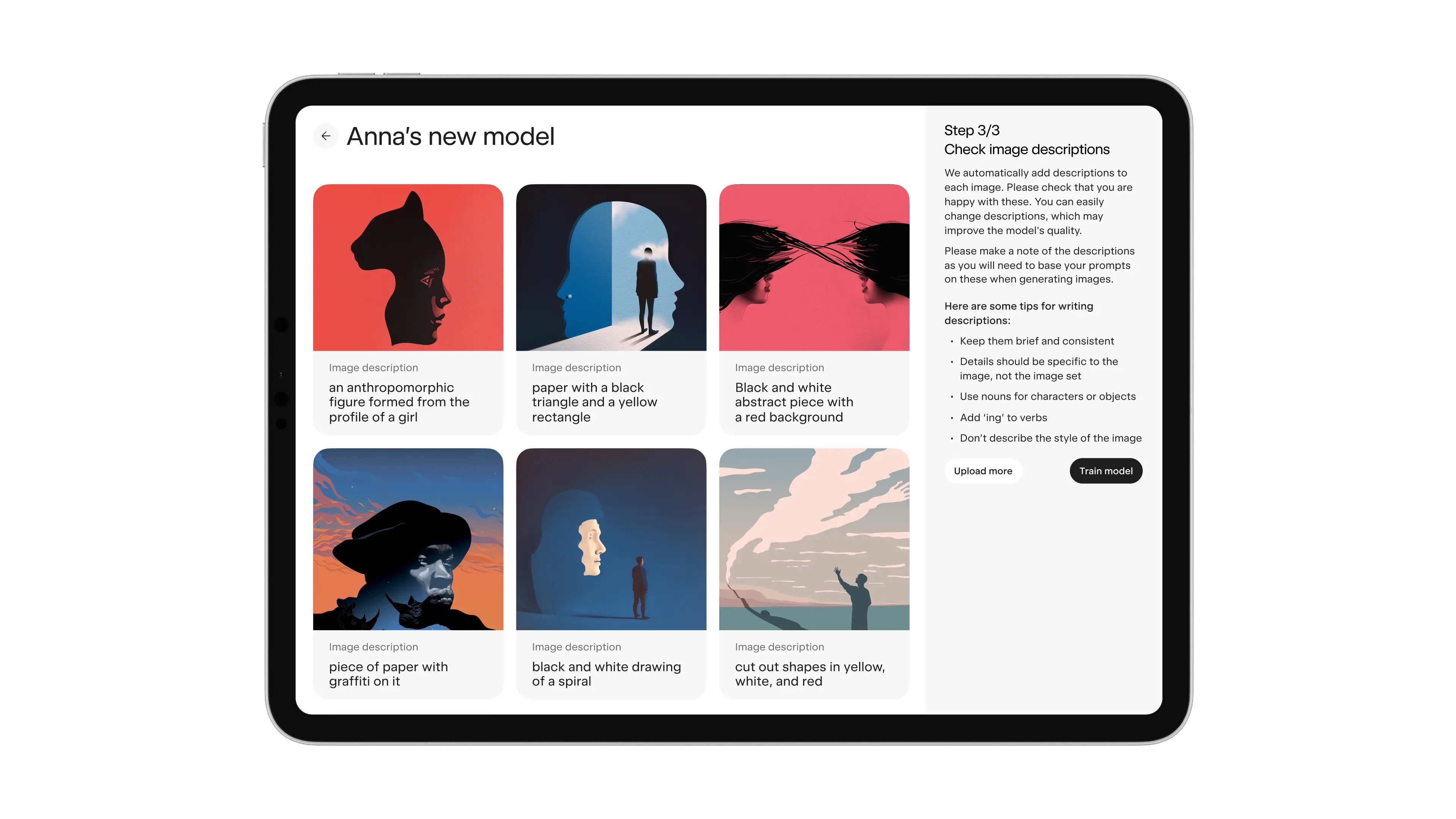 Images used by Anna Xenz to train her exactly.ai model